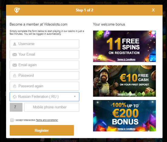 videoslots reg casino